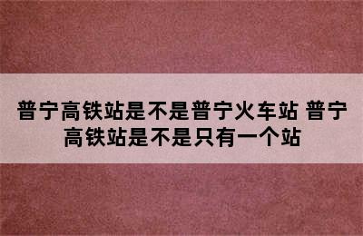 普宁高铁站是不是普宁火车站 普宁高铁站是不是只有一个站